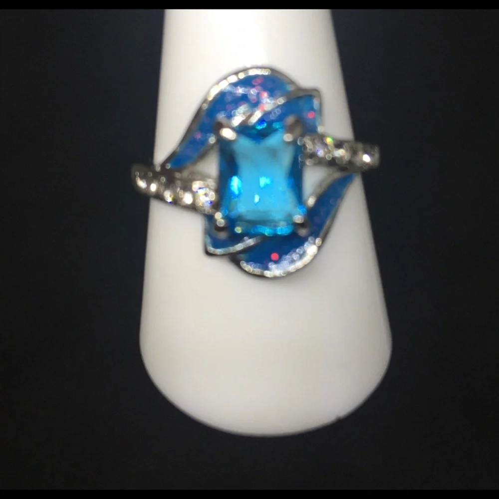 Blue Sapphire & Opal  Ring